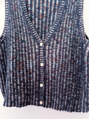 Universal Threads Multicolor Textured Knit Sweater Vest Button Front S thumbnail 2