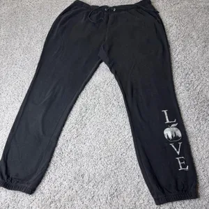 New York & Company Womens Black Love NYC Apple Graphic Jogger Sweatpants Large thumbnail 1