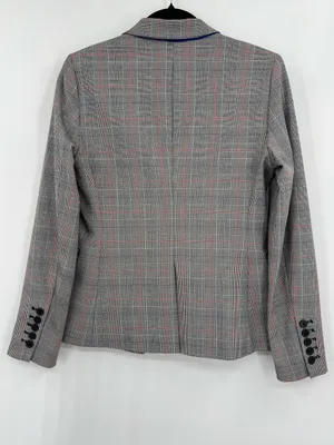 Banana Republic Glen Blazer Jacket Plaid Print Double-Breasted Stretch Size 2 thumbnail 9