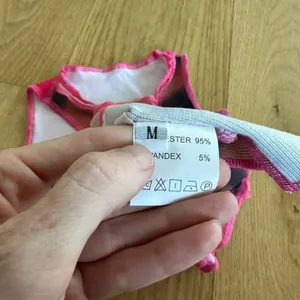 Asymmetrical Crop Top with Mesh Panel in Pink and Black thumbnail 4