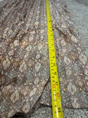 Moon River Puff Sleeve Tiered Maxi Dress S Boho Bohemian Neutral Paisley Gold thumbnail 10