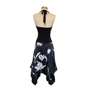 Charlotte Russe Y2K Halter Neck Satin Drop Waist Asymmetrical Hem Midi Dress thumbnail 7