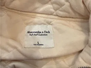 Abercrombie & Fitch Cream Quilted Half-Zip Puffer Pullover Sz L thumbnail 3