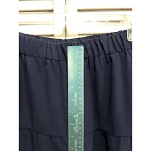 SHEIN Navy Wide Leg Pants High Rise Tiered Ruffle Size 0XL Flowy Elastic‎ Waist thumbnail 2