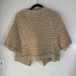 Anthropologie Moth Fuzzy Bobble Knit Cardigan Shawl Sweater‎ Capelet Beige S thumbnail 5