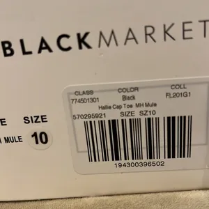 Brand New Hallie Cap toe mules shoes, black and snake skin look on tip Size 10 thumbnail 9