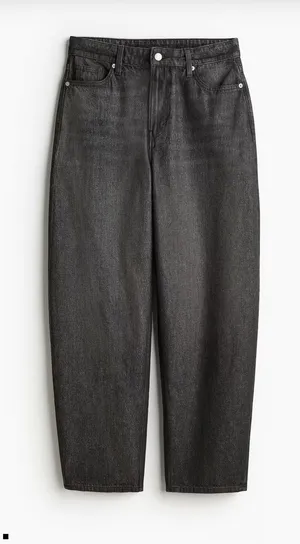 H&M Black Wash Barrel Jeans thumbnail 1