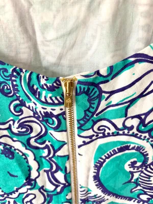 Lilly Pulitzer Eaton Mini Shift Dress Montauk Seafoam Paisley Gold Tassel Hem thumbnail 9