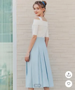 Korean Fashion: Zero Street Lynn Pleats Long Skirt Blue Size M thumbnail 9