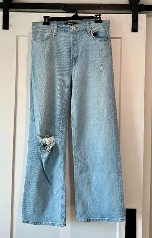 Hudson Rosie High Rise Distressed Wide Leg Jeans Light Wash Size 30 thumbnail 1