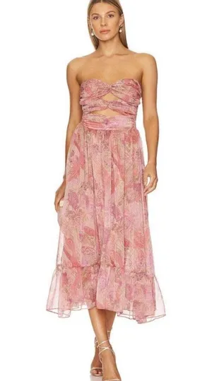Misa Los Angeles Arianne Chiffon Maxi Cutout Dress in Muted Paisley thumbnail 1