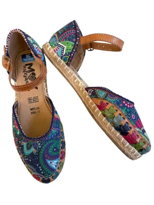 Like New Mexico Artesanal Floral Paisley Whipstitch Shoes Size 7 thumbnail 1