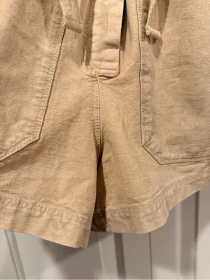Free People linen blend Beige/Tan‎ Utility Romper Shorts XS nwt thumbnail 2