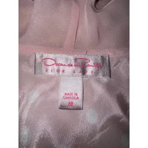 Oscar de la Renta Pink Label Polka Dot Satin‎ Ruffle V-Neck Y2K Top Pink Medium thumbnail 4