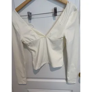 Free People Womens Size M Duo Cami Corset Long Sleeve Stretch Tee Ivory‎ thumbnail 5