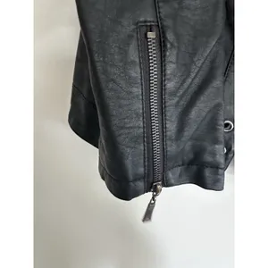 Odyn Women's Black Vegan Leather Moto Jacket. Quilted. Metal Accents. Zipper thumbnail 12
