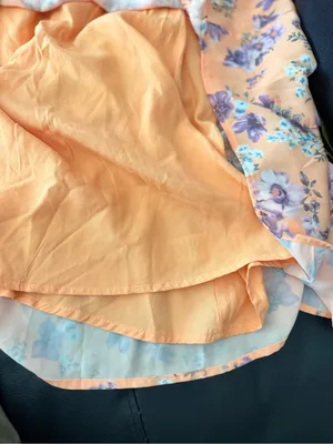 Lulus women’s Started With a Kiss Orange Floral Print Tie-Strap Tiered Dress L thumbnail 14