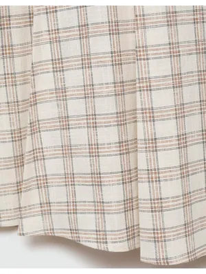 Mango Gingham Check Flared Skirt Ecru Beige Tan NWT Small thumbnail 5