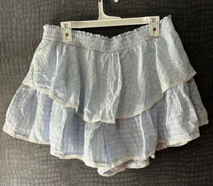 American Eagle Ruffle Printed Mini Skirt With Elastic Waistband thumbnail 1