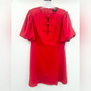 Vici Collection Women's Red Dear Me Fit And Flare‎ Bow Mini Dress Size Large thumbnail 3