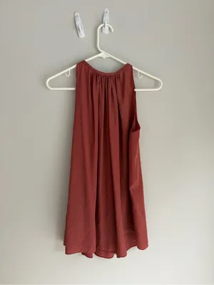 Catherine Malandrino Sleeveless Keyhole Cami in Rust Red thumbnail 3