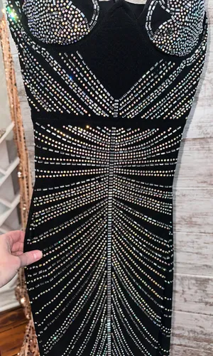 Boutique Black Rhinestone Bodycon Dress thumbnail 9