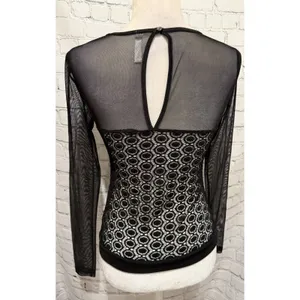 Residents On Sexy Stretch Mesh Long Sleeves Lace Corset Top Black Size Small thumbnail 5