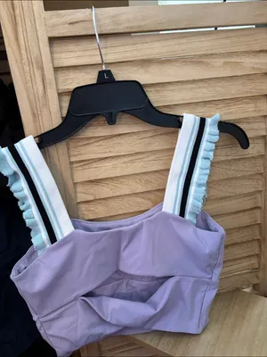 Lilac Ruffled Strap Crop Tank Top Small NWOT thumbnail 3