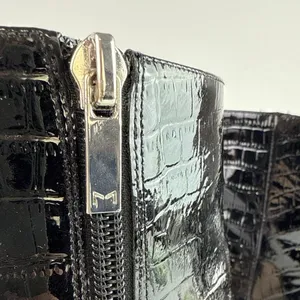 Marc Fisher Daith Black Croc Embossed Leather Pointed Toe Block Heels Boots 6 thumbnail 8