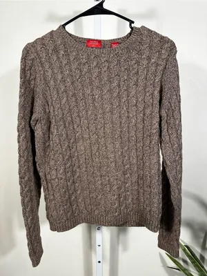 N10. Valerie Stevens Petite Cable Knit Sweater in Marled Brown thumbnail 1