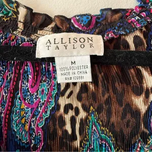 Allison Taylor Multicolor/ Patchwork style Paisley Blouse Size Medium thumbnail 3