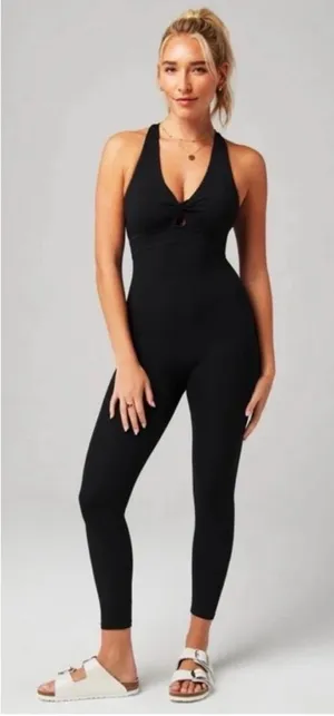 Fabletics Oasis Twist Front 7/8 Jumpsuit in black M thumbnail 1