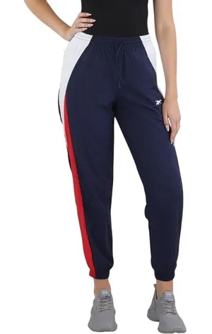NWT Reebok Womens Colorblock Nylon Track Pants IT5650 Vector Navy Blue XS thumbnail 1
