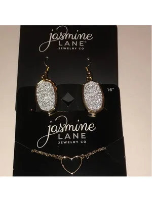 Jasmine Lane Gold Tone and Silver Earrings and Necklace Set thumbnail 5