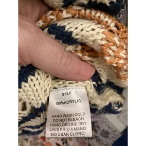 Easel Los Angeles Womens Large Multi Color Chevron Open‎ Knit Oversized Sweater thumbnail 6