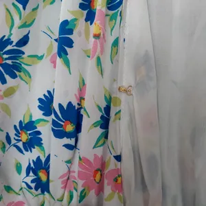 Draper James blue and pink floral short sleeve kimono/robe with tie front Sz MED thumbnail 10