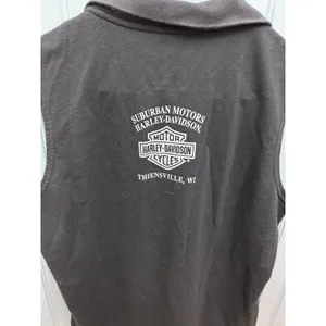 Harley Davidson Womens‎ Vest Full Zip Black Gray Stripe Logo Casual Size L thumbnail 3