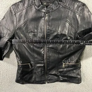 Baccini Faux Leather Jacket Women‎ Medium Petite Motorcycle thumbnail 6