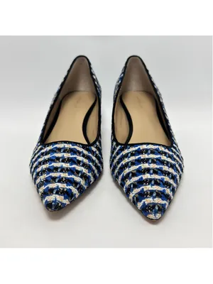 Ann Taylor Tweed Block Heel Pointed Toe Houndstooth Pumps Blue Black Size 8M thumbnail 11