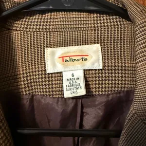 Talbots Blazer Womens 6 Brown Excellent Worsted Wool Double Breasted Glen Plaid thumbnail 4