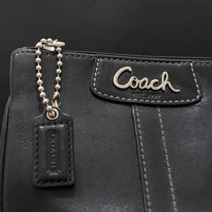 COACH Black Leather Contrast Stitching Wristlet Wallet thumbnail 4
