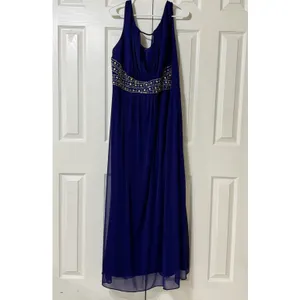 ONYX NITE Roral Blue Embellished Maxi Dress Made In‎ USA - Sz 18W thumbnail 2