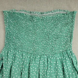 Angashion Womens Jumpsuit Large Green Polka Ruffles Strapless Smocked Wide Leg thumbnail 11