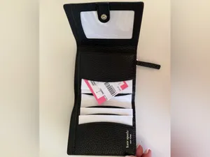 Kate Spade NWT Polly Black Pebbled Leather Small Trifold Wallet thumbnail 3