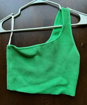 Babaton Green Ribbed Crop Top thumbnail 1