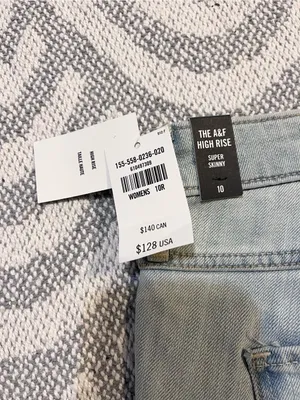 ABERCROMBIE & FITCH High Rise Super Skinny Beaded Light Wash Jeans 10 NWT thumbnail 9