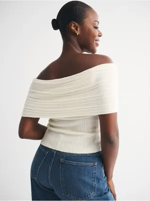 Abercrombie & Fitch Ribbed Foldover Off-The-Shoulder Sweater Top Size‎ XL thumbnail 6