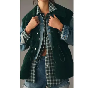 Anthropologie $128 Hunter Green Warm Cozy Cinched Faux Shearling‎ Vest Fall thumbnail 2
