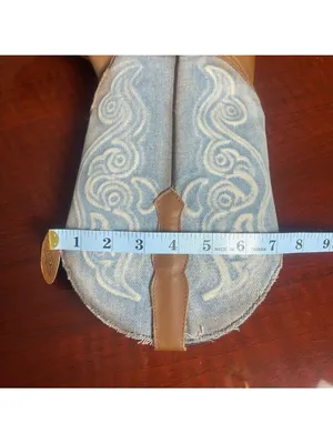 Corral Women's Saddle Cowhide Square Toe Western Boots Denim Embroidery Sz 10 thumbnail 9