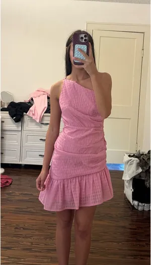 Asymmetrical Mini dress Pink Size XS thumbnail 2